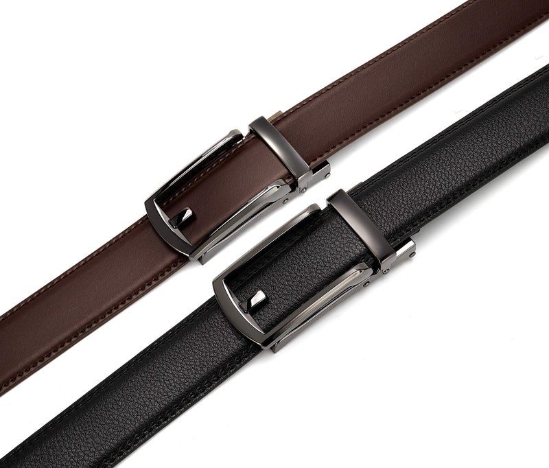 CHAOREN Men's 2 Pack Leather Ratchet Dress Belt, Brown, 1.25" Width, 36" to 42" Waist Adjustable - Image 4
